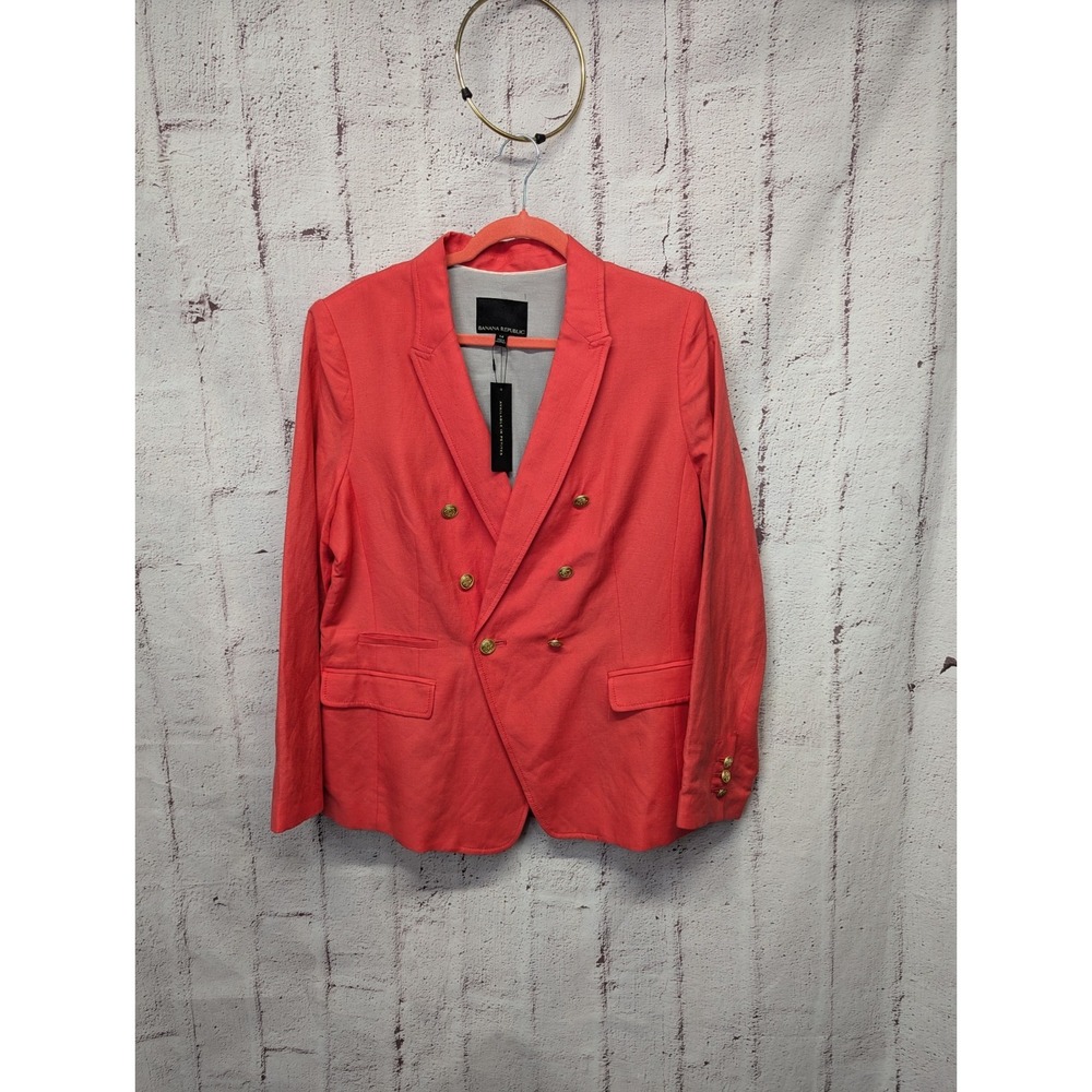 NWT Banana Republic Double Breasted Captain Linen Corral Blazer Sz 14 Minimalist